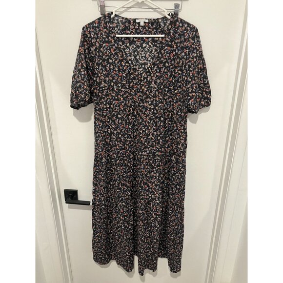 Calme By Johnny Was Women's V-Neck Floral Dress, Navy Multi, Medium - Picture 1 of 3